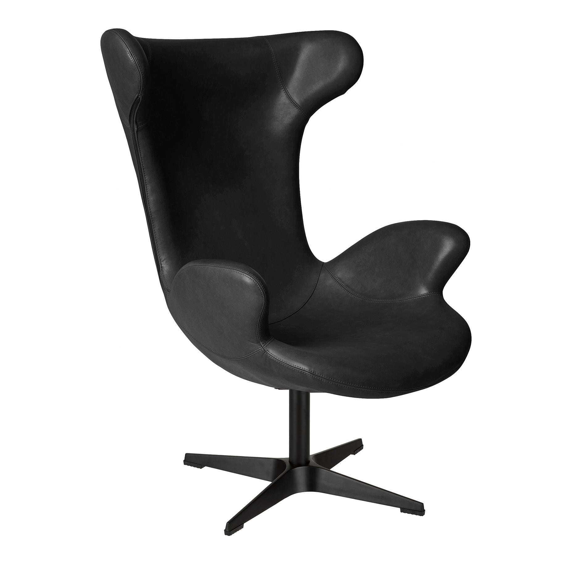 Victor loungestol læder m. sort drejesokkel